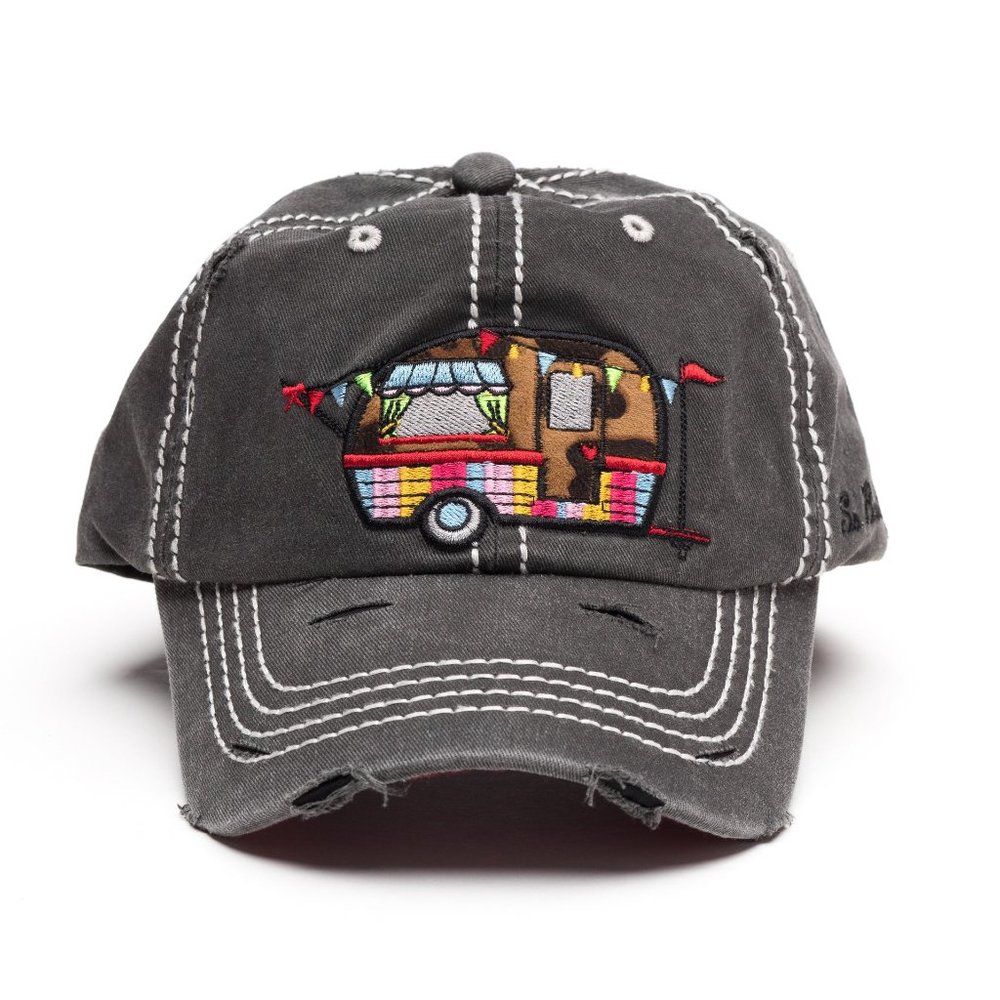 Happy camper Black vintage ball cap